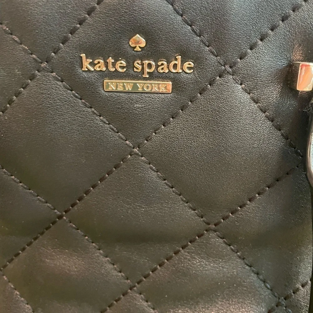 Kate Spade Emerson Place Olivera Quilted Satchel Black and Gold